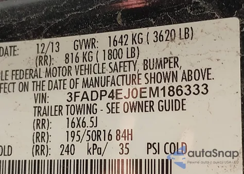 2014 Ford Fiesta Se из США, поврежденный, VIN 3FADP4EJ0EM186333